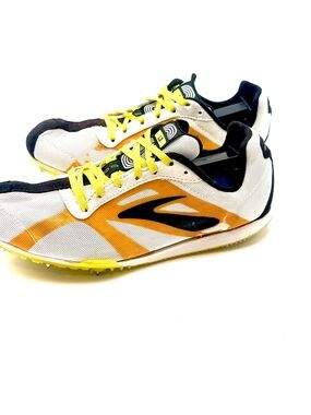 Brooks White Gold Track Spikes Nerve LD Mens Field Running Shoes Mens Sz 9